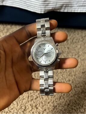 Silver Men's Chronograph Watch - Unbranded
